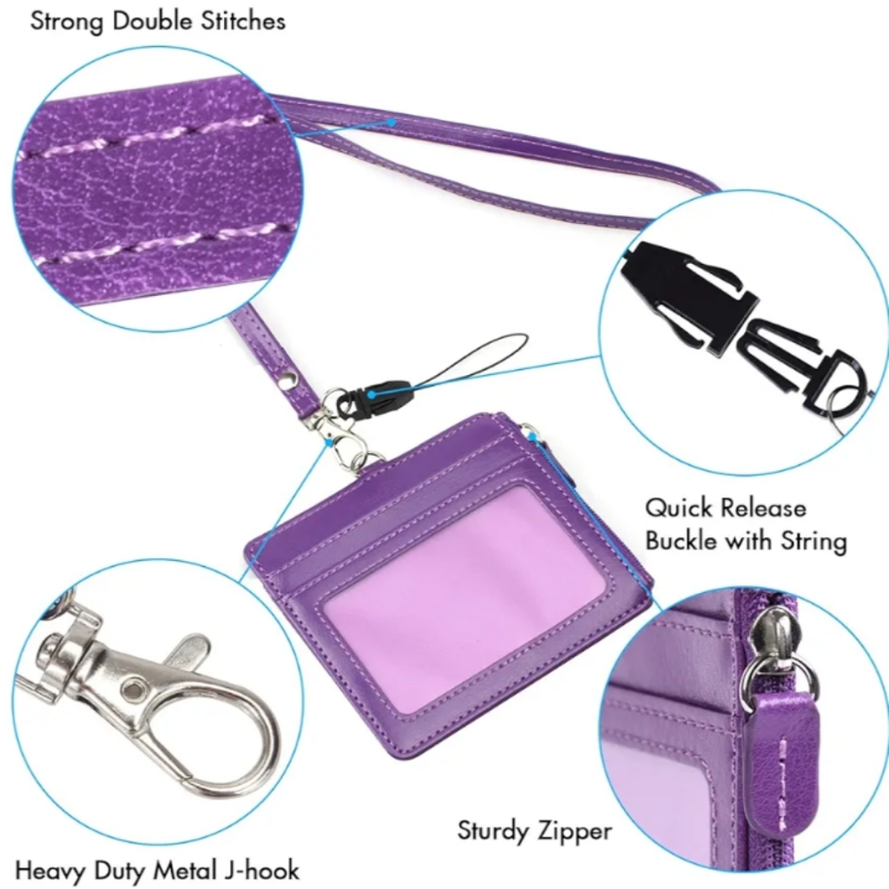 2-Sided PU Leather ID Badge Holder‎